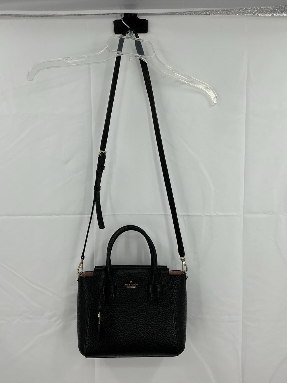 kate spade Black Pebbled Leather Satchel with Gold-Tone Hardware c03